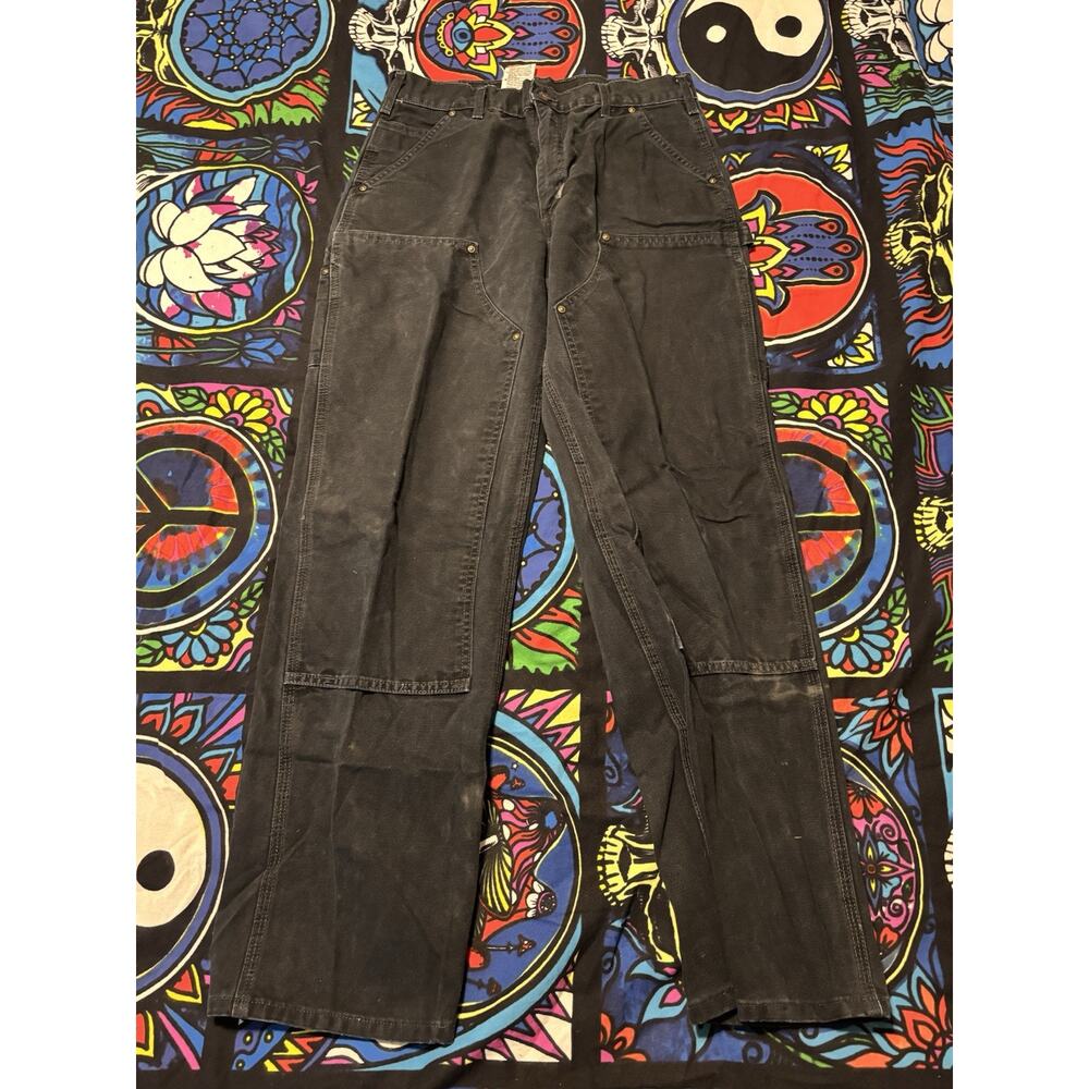 carhartt double knee black rare small size distressed Pant 33 X 34